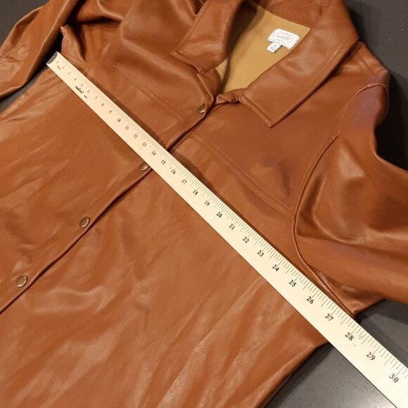 Brown Faux Leather Shirt and Pants Set - Picture 11 of 13